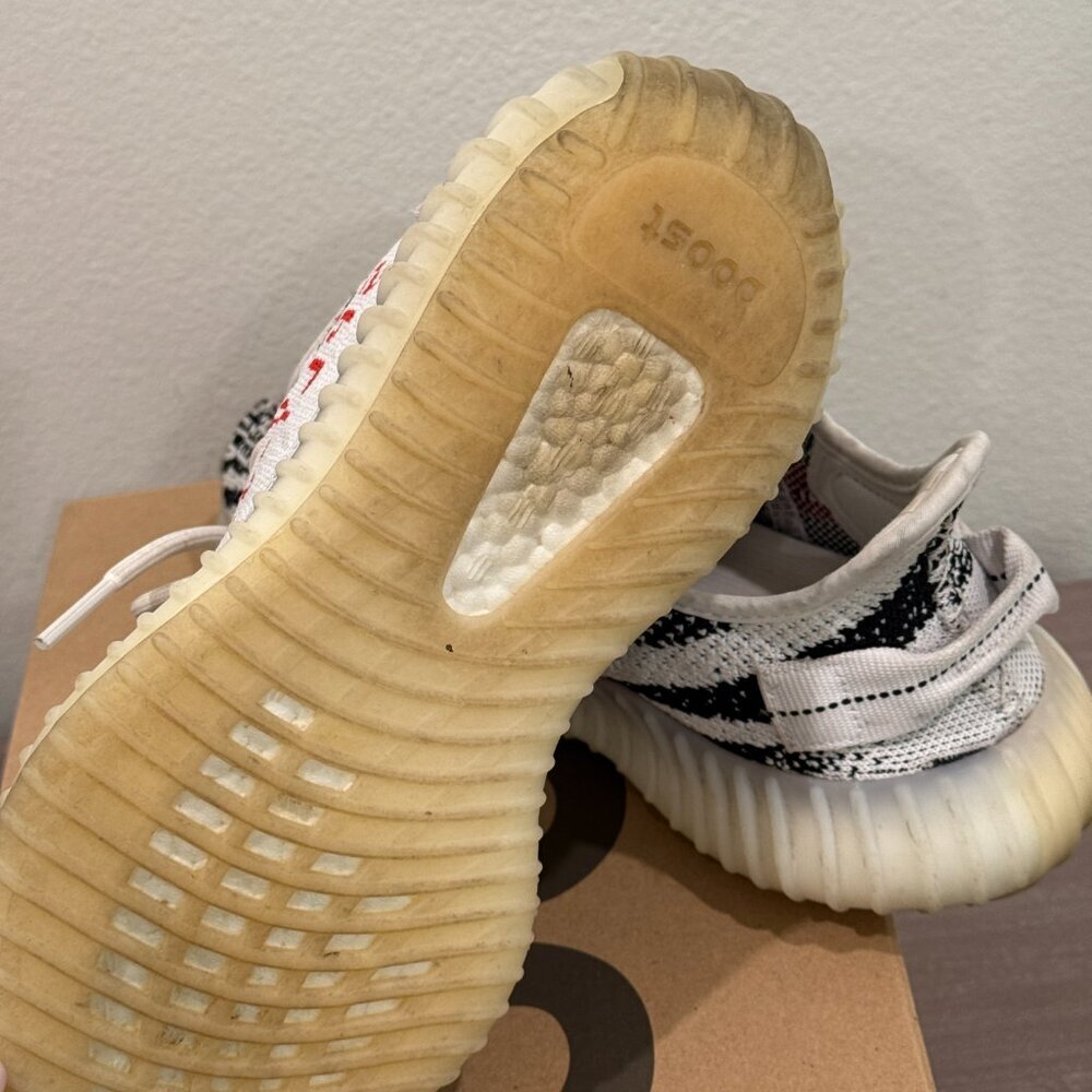 YEEZY BOOST 350 V2 CP9654 WHITE/BLACK/RED BLANC/NOIESS/ROUGE - Picture 10 of 11